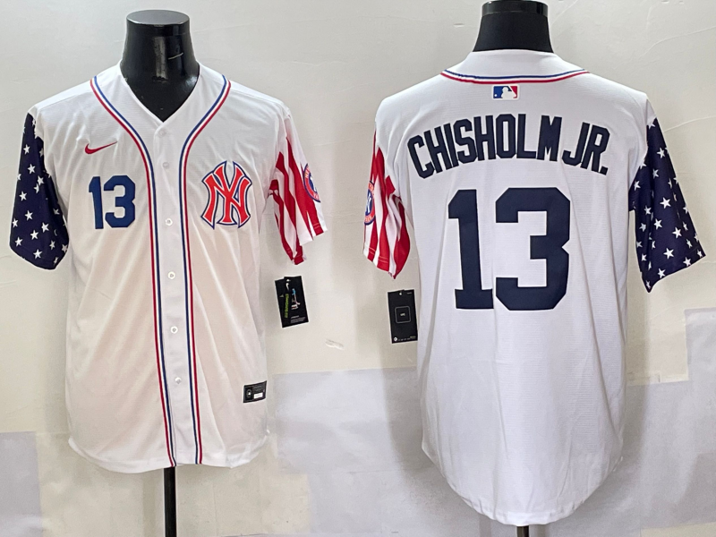 Men 2025 MLB New York Yankees 13 Chisholm Jr white jersey style 13